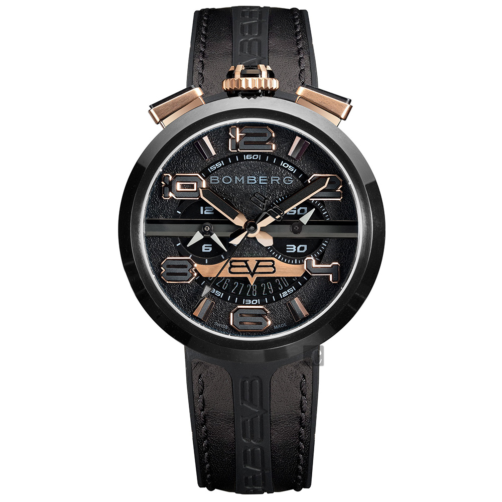 BOMBERG 炸彈錶 FIXED 1968 MEN 計時手錶-黑x金/45mm