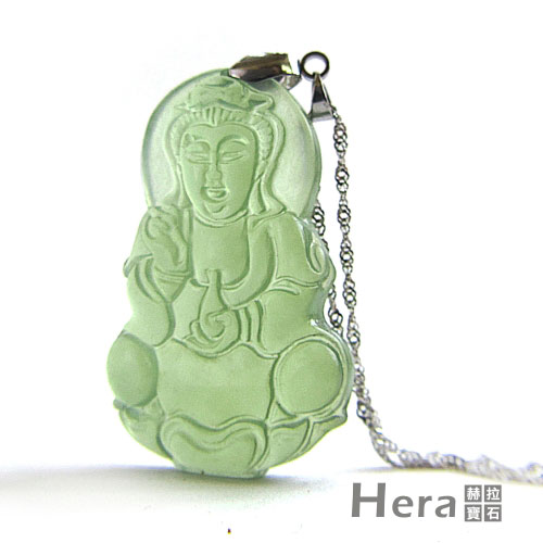 Hera 頂級天然冰種岫玉慈悲謢佑觀音項鍊