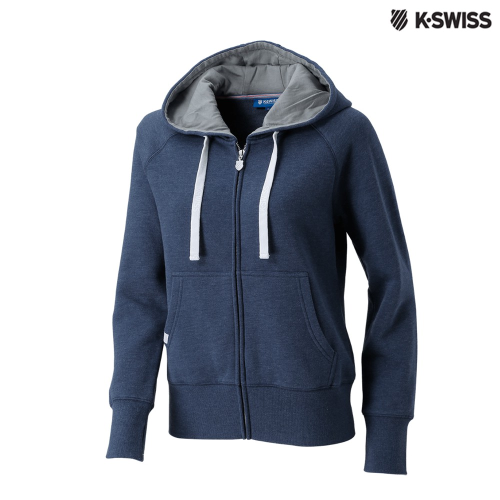 K-Swiss Raglan Slv Hood Jkt休閒連帽外套-女-藍