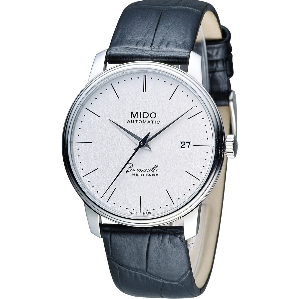 MIDO 美度 官方授權 Baroncelli III 永恆系列復刻紳士機械腕錶-M0274071601000銀色x黑/39mm