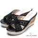 CUMAR涼夏時尚 水鑽裝飾厚底涼鞋-黑色 product thumbnail 1