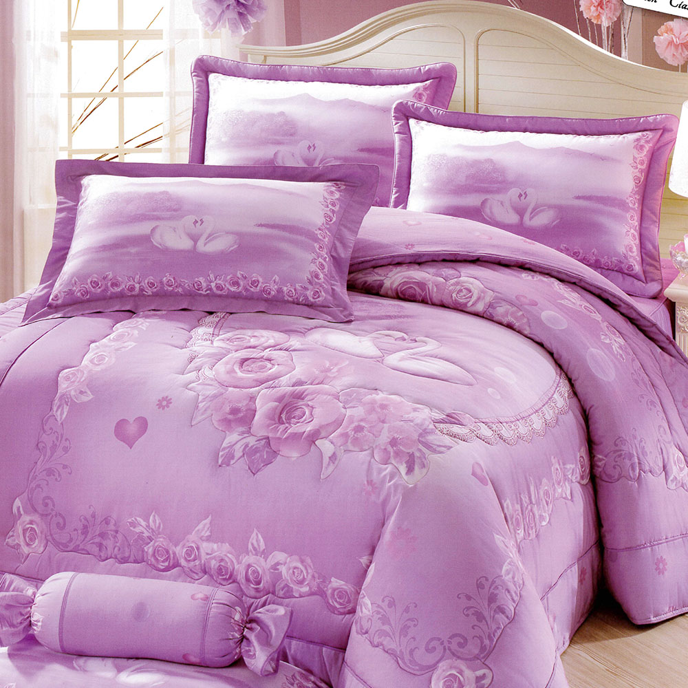RODERLY花嫁系列-精梳純棉 兩用被床罩組 雙人八件式-愛戀天鵝湖 product image 1