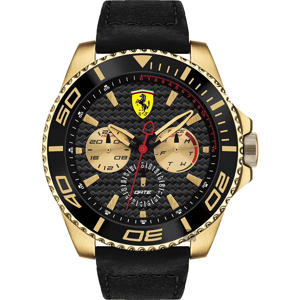 Scuderia Ferrari 法拉利 XX KERS 日曆手錶-黑x金框/50mm