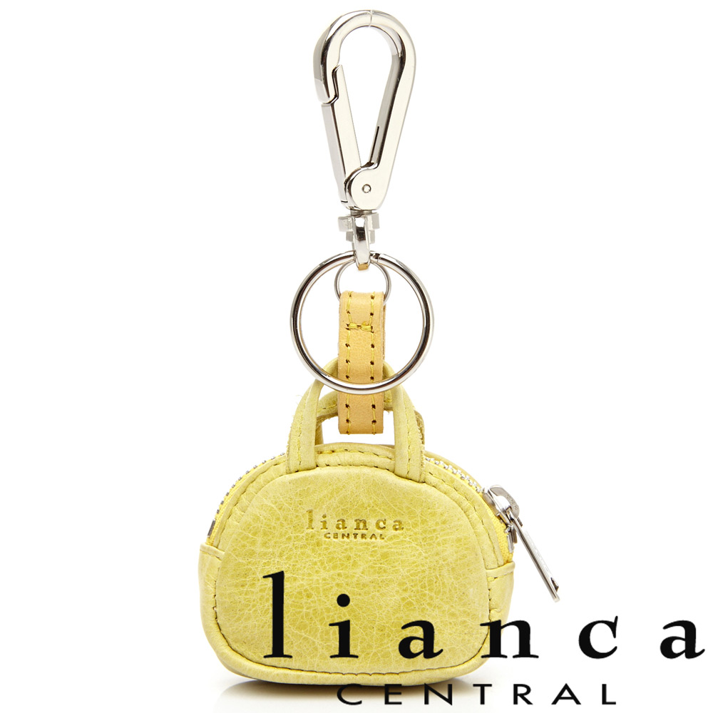 lianca 純手工製牛皮迷你波士頓零錢包吊飾 檸檬黃