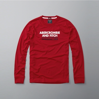A&F 經典文字設計長袖T恤-紅色 AF Abercrombie