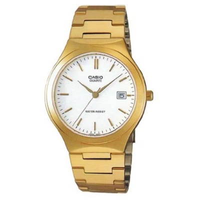 CASIO 經典復古簡約指針紳士日曆腕錶-金X白色(MTP-1170N-7)40mm