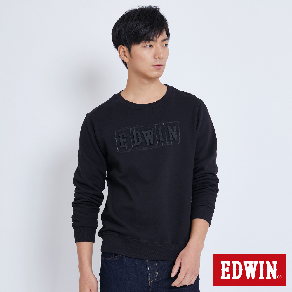 EDWIN 玩味立體LOGO模型長袖T恤-男-黑色