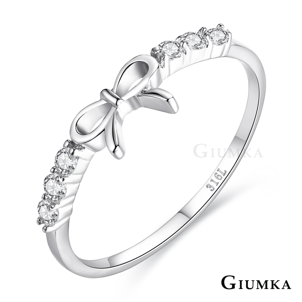 GIUMKA 甜美女孩 戒指尾戒 白鋼女戒-銀色