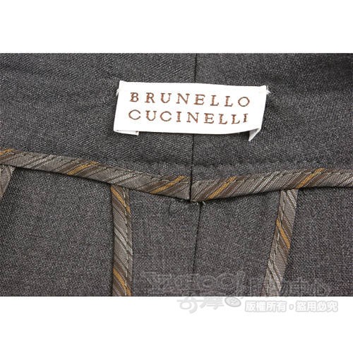 BRUNELLO CUCINELLI 深灰色反褶寬管西裝褲