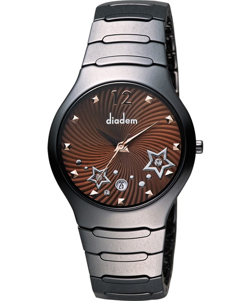 Diadem 黛亞登 浪漫星空陶瓷腕錶-咖啡x黑/38mm