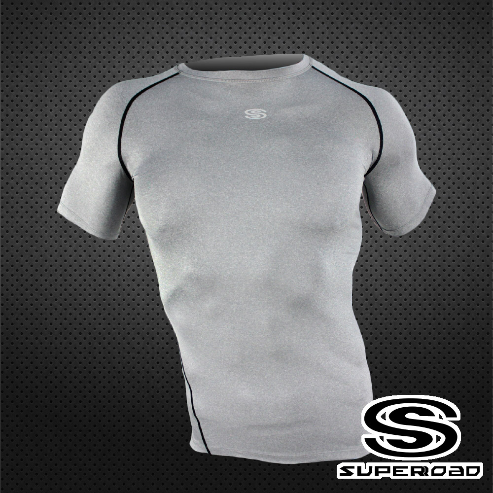 SUPEROAD SPORTS 涼感速乾 專業機能運動短袖緊身衣 灰色