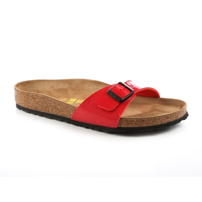 勃肯BIRKENSTOCK 340111。馬德里單片時尚拖(暗紅漆皮)