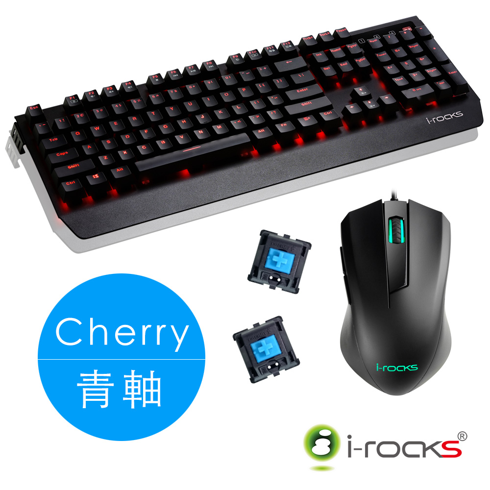 i-Rocks K60M機械式鍵盤Cherry青軸+M09遊戲滑鼠