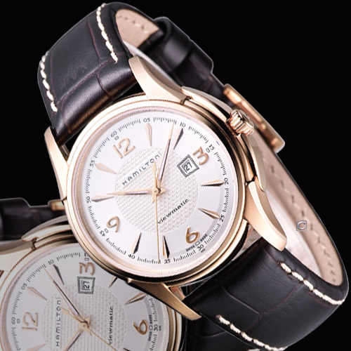 HAMILTON Jazzmaster 經典機械女錶-玫瑰金框/34mm