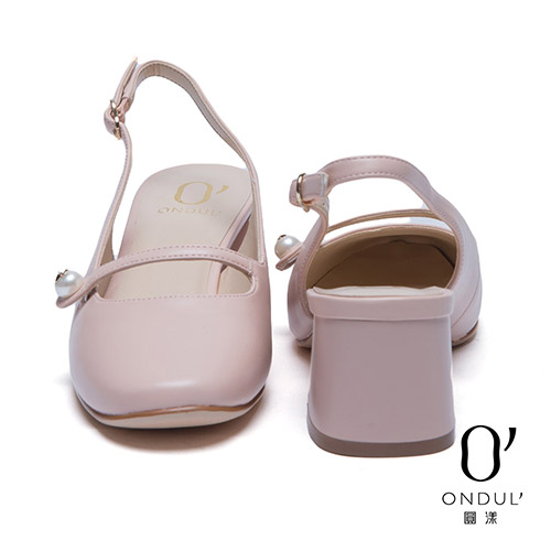 達芙妮x高圓圓 圓漾系列 高跟鞋-復古瑪莉珍後拉帶粗跟鞋-粉