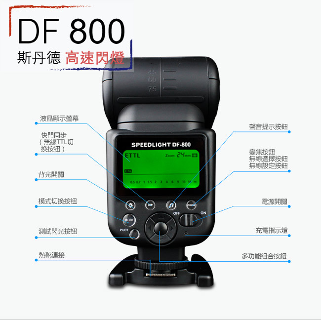 Sidande 電子閃光燈 DF 800 for Canon