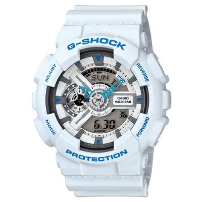 G-SHOCK 視覺層次街頭帆布鞋風格概念錶-白x冰雪藍/55.1mm