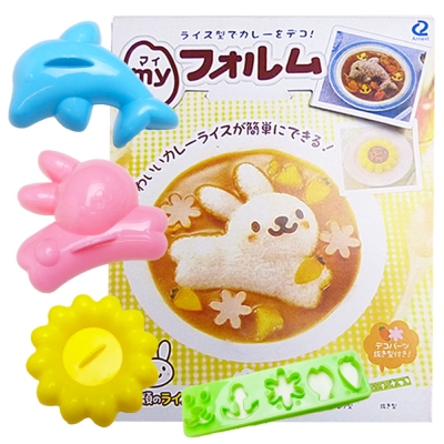 【神綺町】日本廚房兔子海豚花朵造型蓋飯模具組4入壽司飯糰模具 咖哩飯燴飯/甜點手創料理