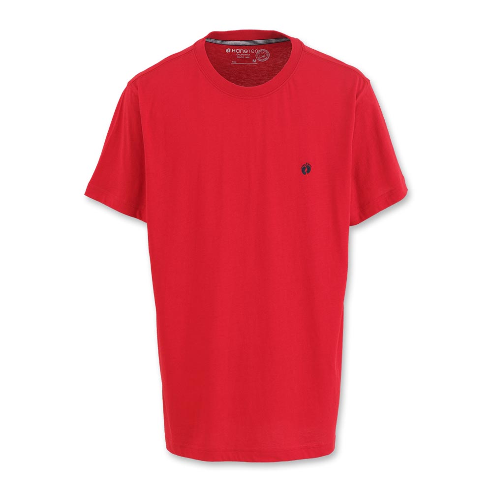 Hang Ten - 男裝 - 有機棉 圓領純色素面T-Shirt- 紅