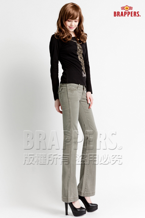 BRAPPERS 女款 新美腳l系列-女用彈性小喇叭褲-綠