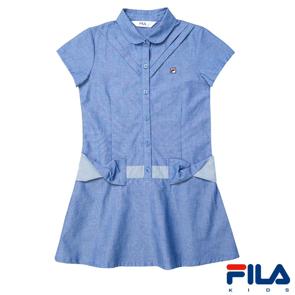 FILA KIDS 女童平織洋裝-藍 5DRS-4421-BU