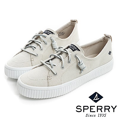 SPERRY 街頭風尚經典帆布帆船鞋(女)-象牙白