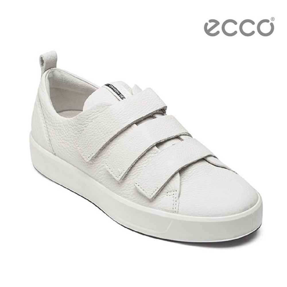 ECCO SOFT 8 LADIES 簡約魔鬼氈休閒鞋-白