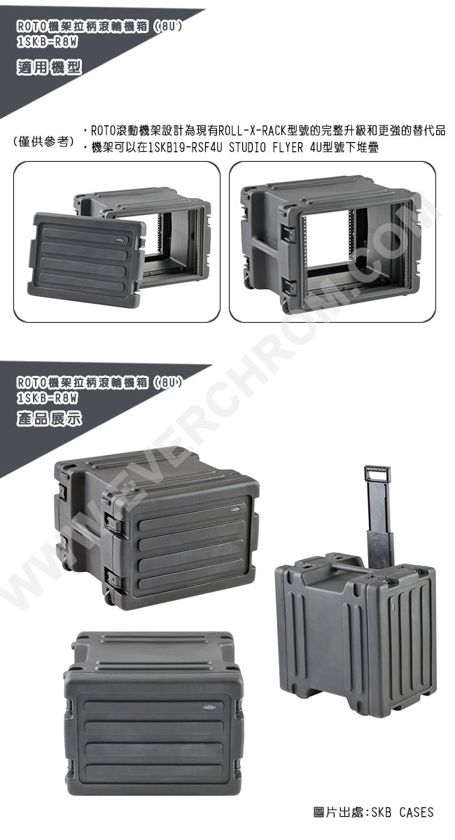 SKB Cases-8U Roto機架滾輪拉柄機箱1SKB-R8W