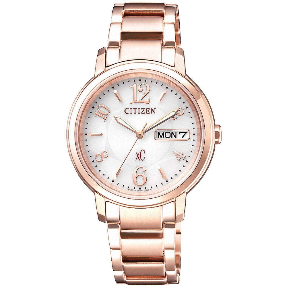 CITIZEN 星辰xC 亞洲限定 光動能女錶(EW2422-55A)-玫瑰金/33mm