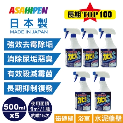 磁磚縫/浴室/水泥牆壁用去霉除垢劑 500ml*5入