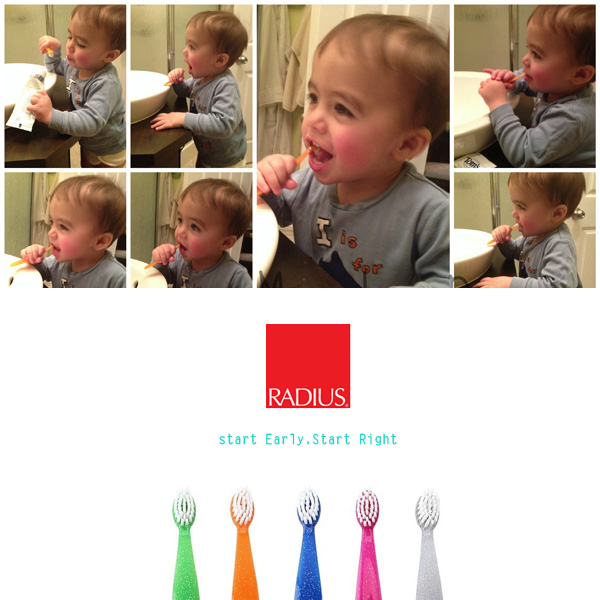 美國Radius雷迪兒 嬰兒按摩牙刷18個月+(4入一組) - 橘