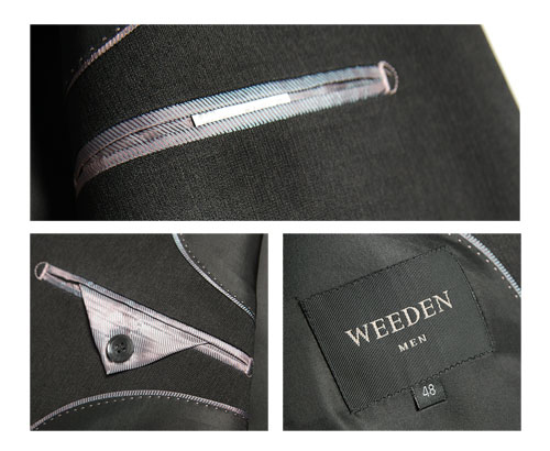 WEEDEN 奈米科技竹炭機能成套西裝/打摺褲‧灰藍條