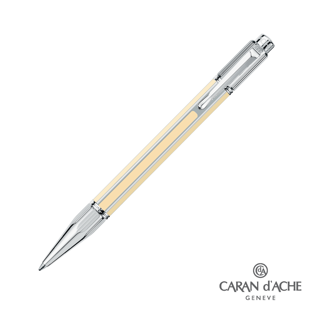 CARAN d’ACHE 卡達 - VARIUS 中國漆 象牙白桿銀夾 原子筆