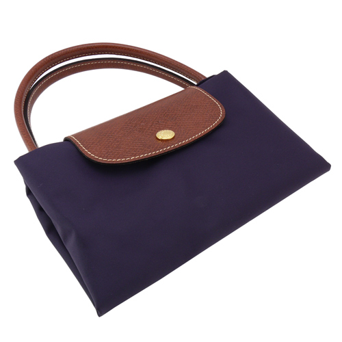 LONGCHAMP LE PLIAGE系列經典摺疊款式短提把尼龍手提包(中/深紫)