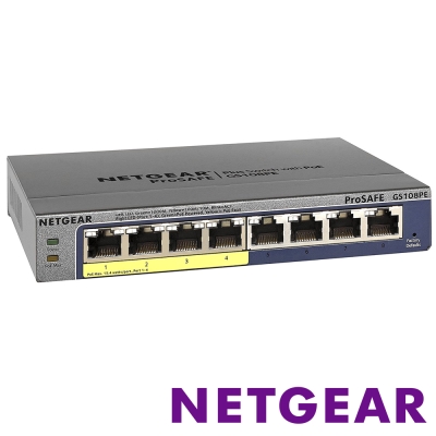 NETGEAR GS108PE 8埠 Giga簡易網管PoE交換器