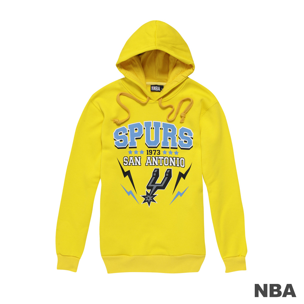 NBA-聖安東尼奧馬刺隊閃電印花連帽T恤-黃色(男)