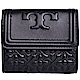 TORY BURCH BRYANT 經典緹花紋路三折釦式全皮革小短夾-黑 product thumbnail 1