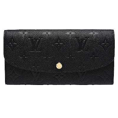 LV M62369 Emilie Monogram Empreinte壓紋釦式長夾-黑X裸