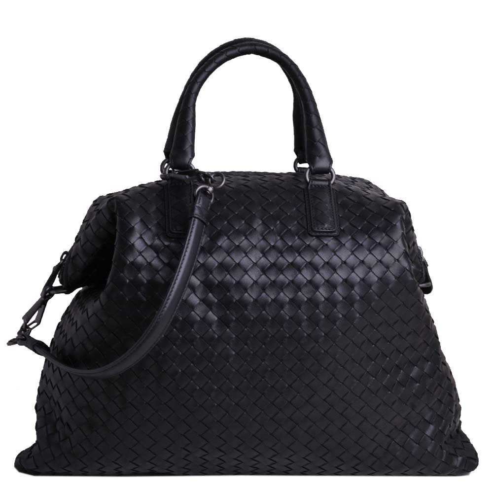 BOTTEGA VENETA 經典小羊皮Nappa Bag編織側肩背包(黑)