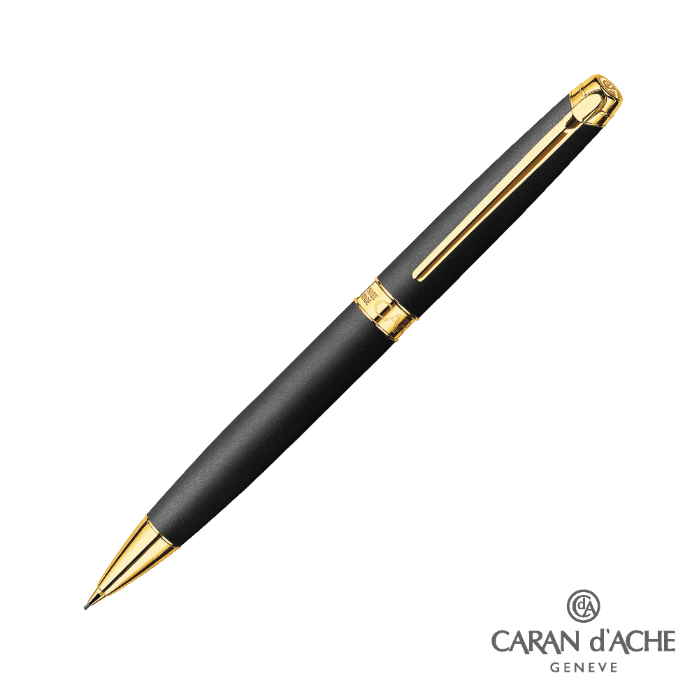 CARAN d’ACHE 卡達 - LEMAN 霧黑金夾 自動鉛筆