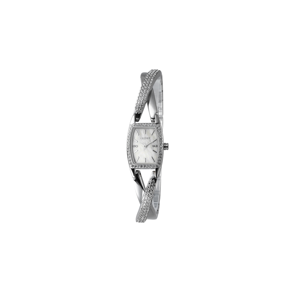 DKNY Crossover 紐約愛戀華麗晶鑽女錶-珍珠貝x銀/18mm