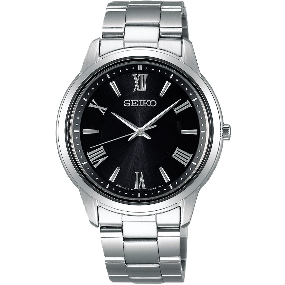 SEIKO精工 太陽能 簡單愛三針設計腕錶(SBPL011J)-黑/39mm