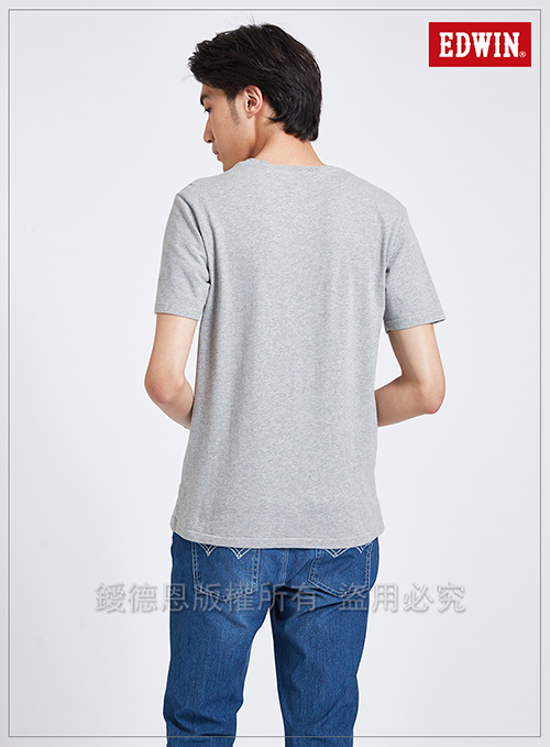 EDWIN 東京系列3M地紋蓋LOGO短袖T恤-男-灰色