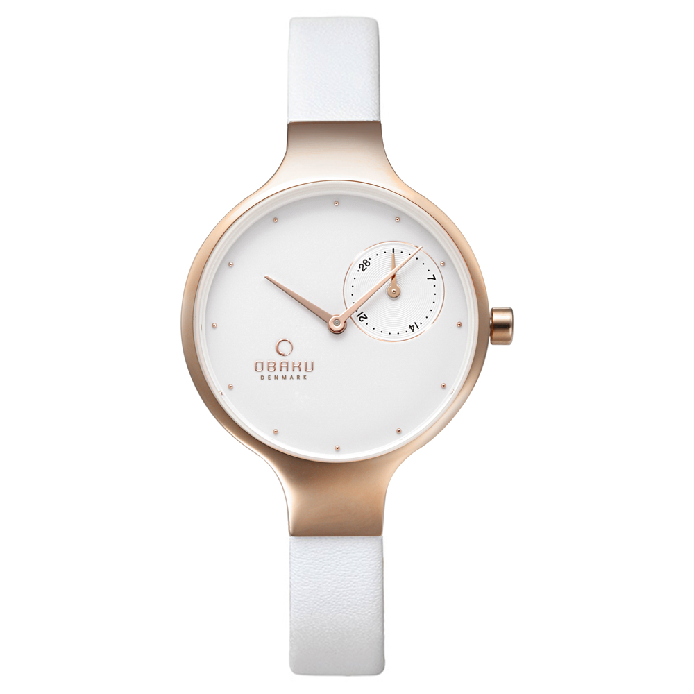 OBAKU 琉星砂簡約時尚真皮女錶-V201LDVWRW/31mm