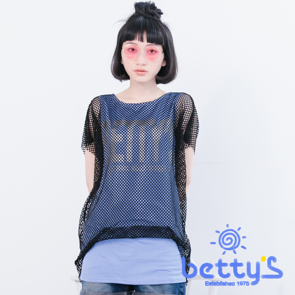 betty’s貝蒂思　外搭針織造型假兩件式上衣(藍黑色)
