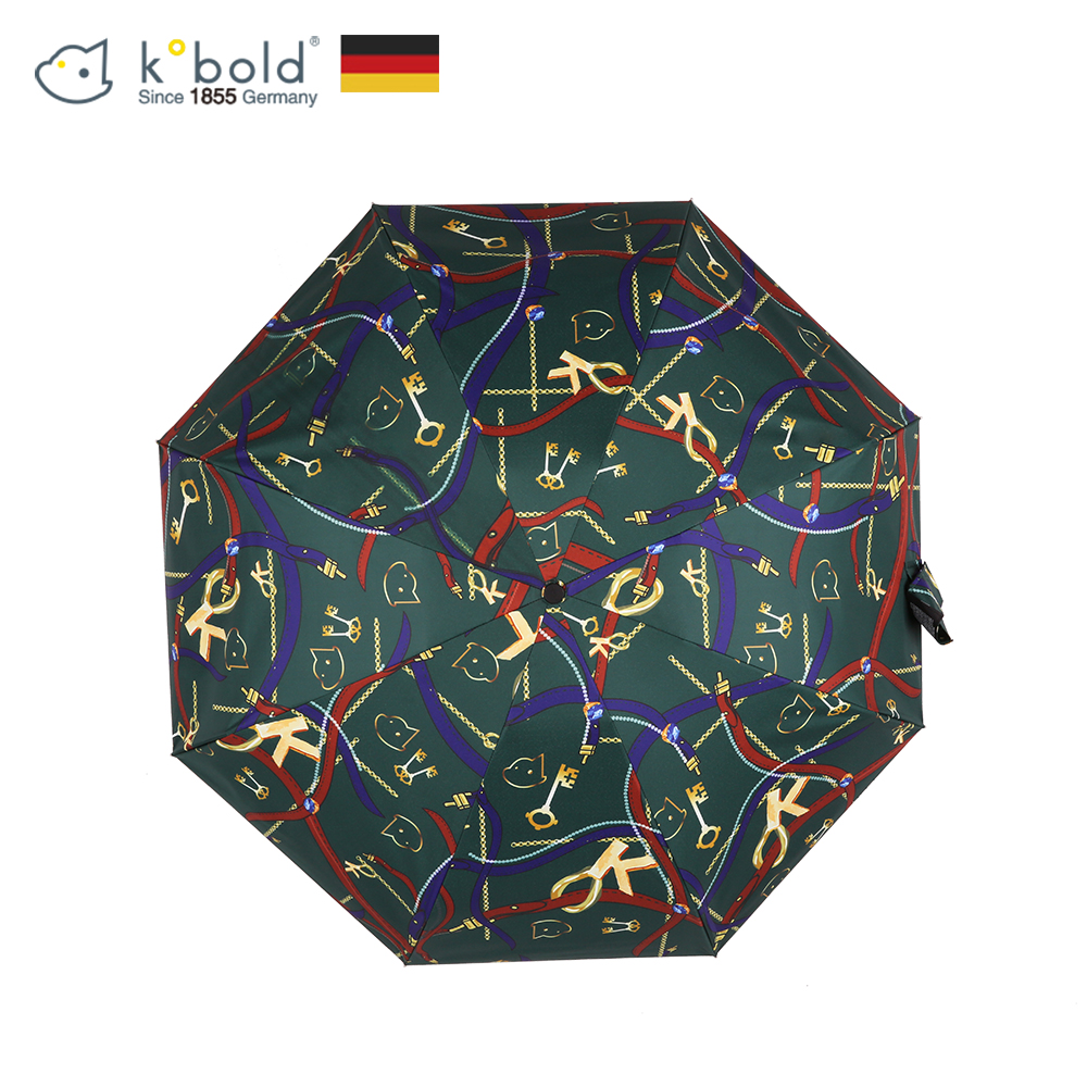 德國kobold酷波德 抗UV矽膠頭系列-8K超輕巧-遮陽防曬五折傘-墨綠