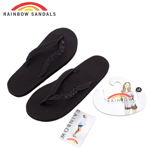 Rainbow Sandals美國人氣全真皮夾腳休閒拖鞋-黑色