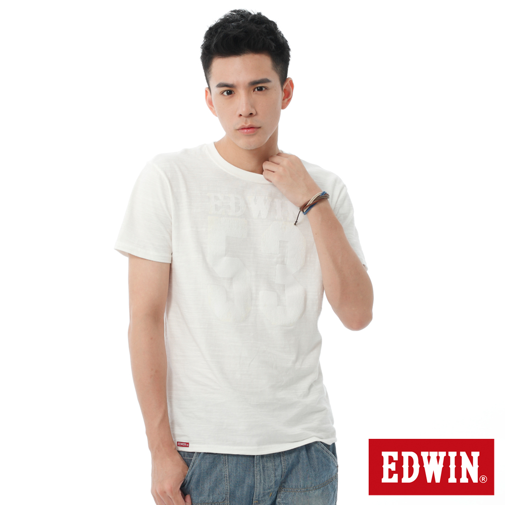 EDWIN 斑駁53植絨T恤-男-米白色