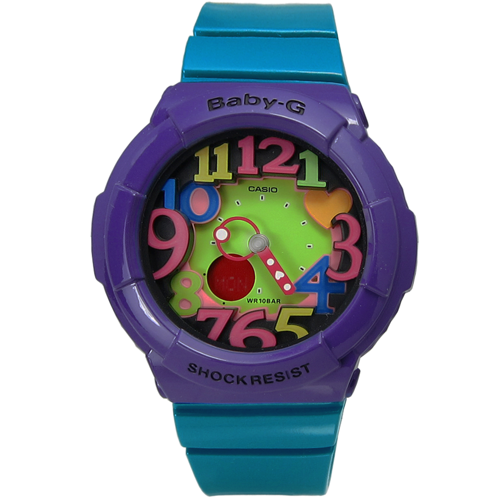 Baby-G 繽紛霓虹立體刻度夜光雙顯腕錶(BGA-131-6B)-紫x藍/43.1mm