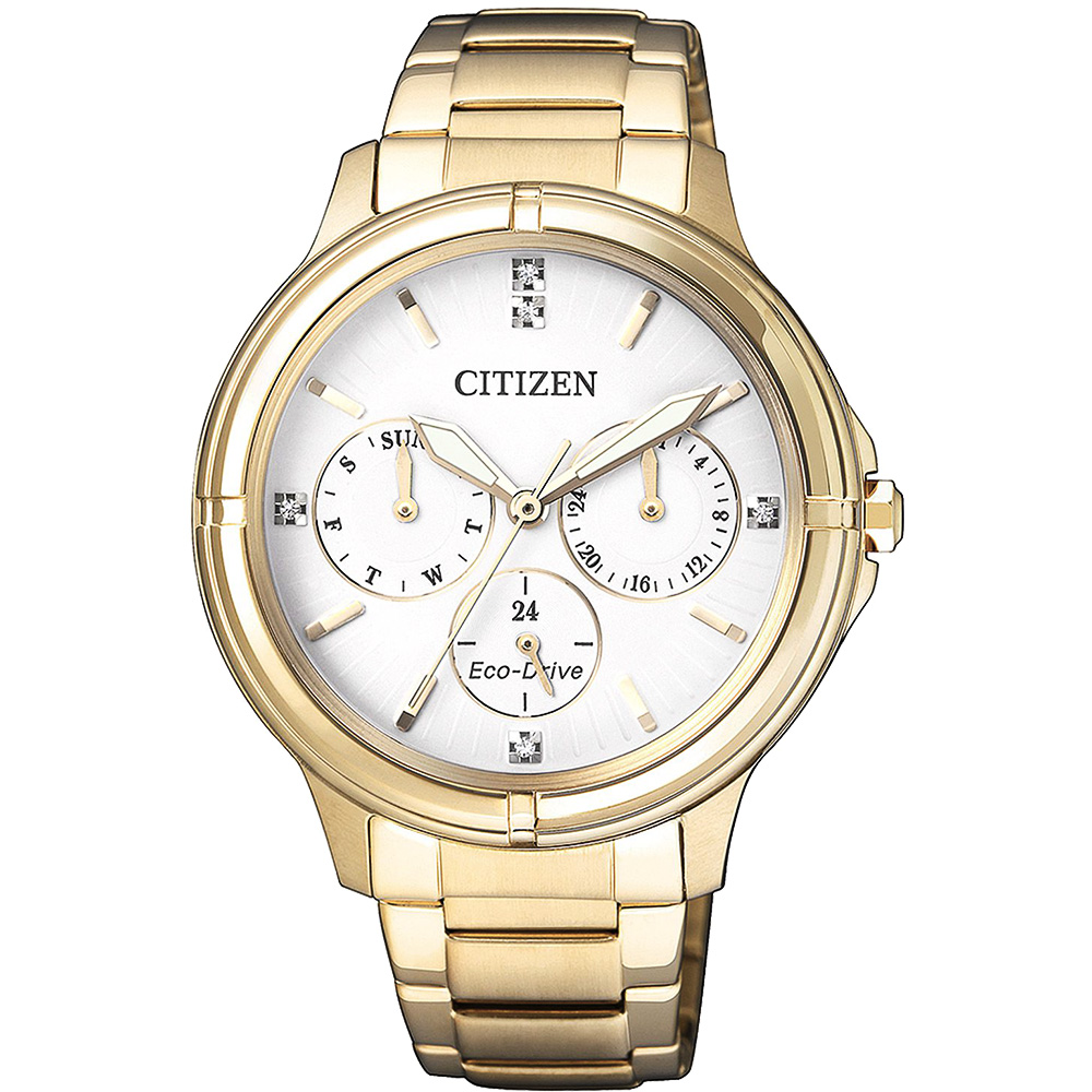 CITIZEN 星辰 光動能新時代日曆女錶(FD2032-55A)-白x金/38mm